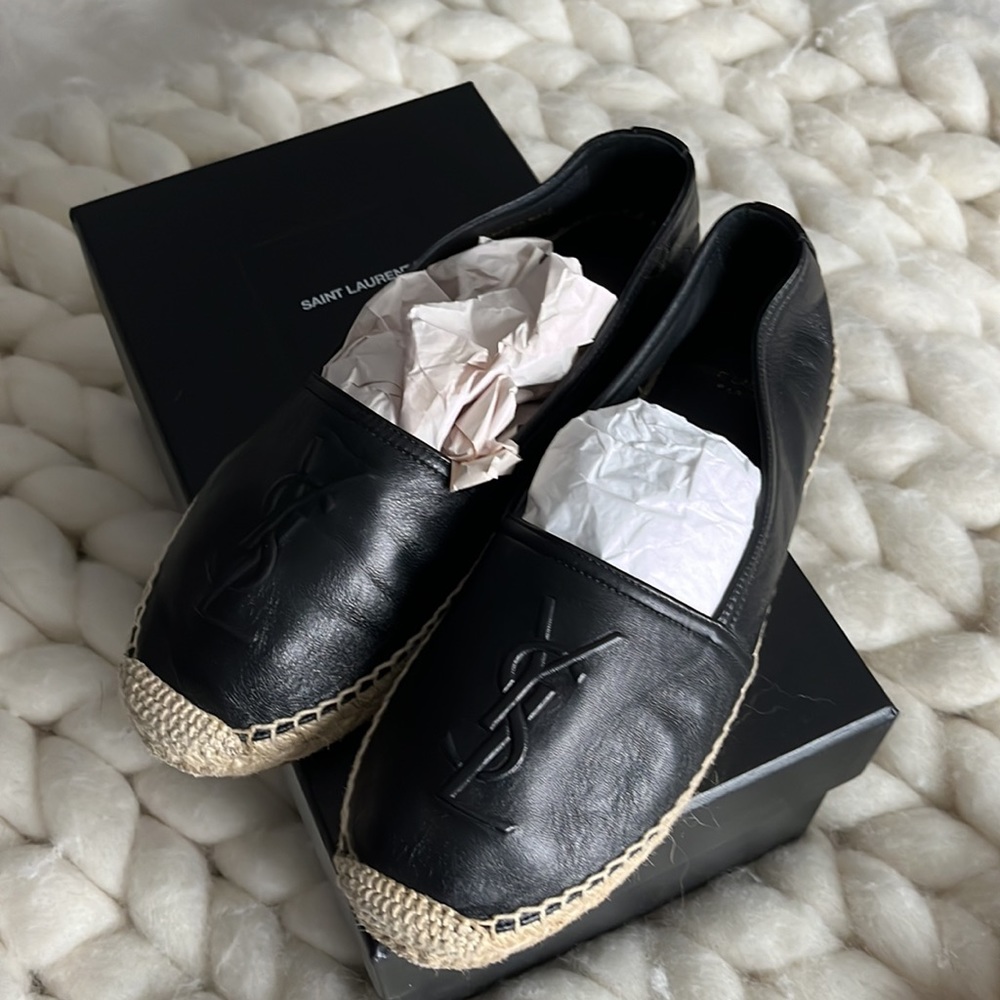 AUTHENTIC YVES SAINT LAURENT ESPADRILLES - Sz.36.5 Black